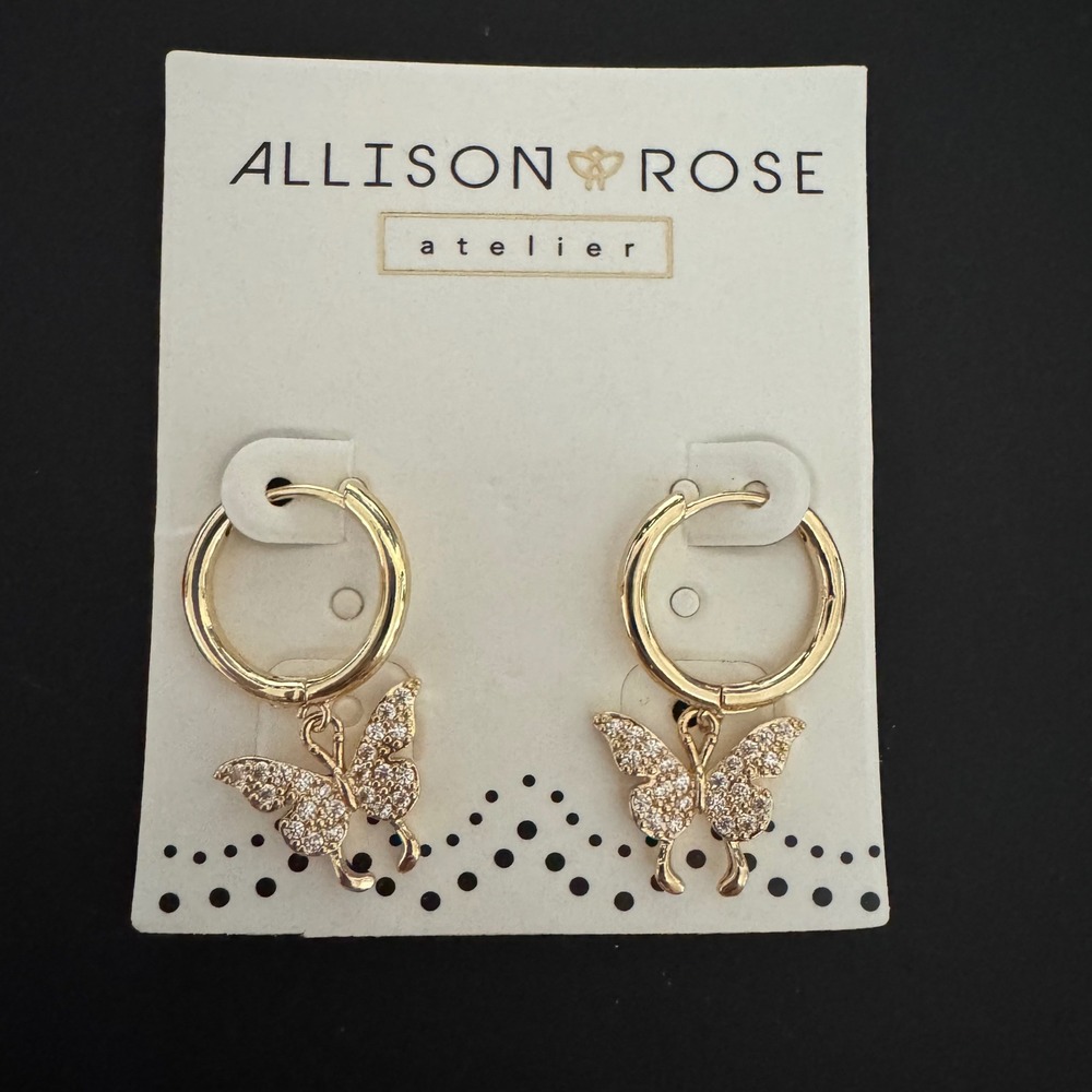 Allison Rose Atelier 14K Gold Plated Butterfly Hoop Dangle Earrings Women's